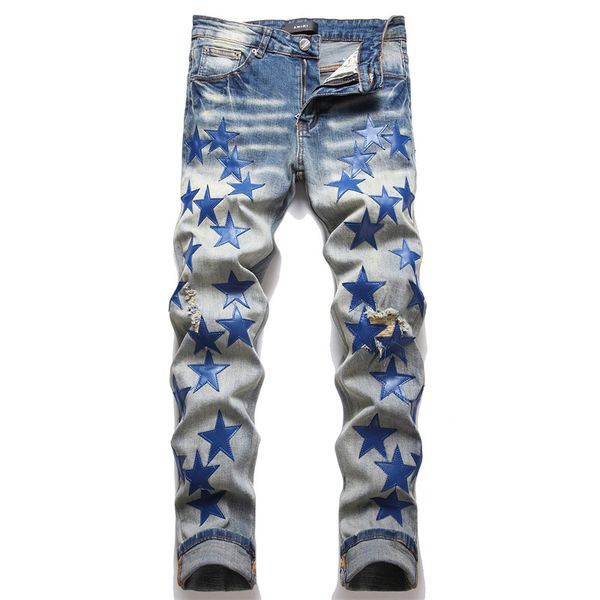 designer mens jeans pants ripped high street brand pantalones vaqueros para hombre motorcycle embroidery trendy long hip hop with hole men a, Blue
designer mens jeans pants ripped high street brand pantalones vaqueros para hombre motorcycle embroidery trendy long hip hop with hole men a, Blue