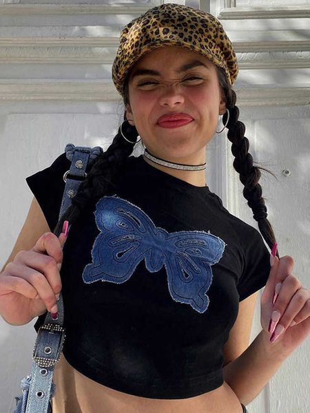 women's t-shirt sifreyr butterfly print tee women fashion o neck short sleeve black cropped tshirt summer cute streetwear y2k clothes, White
women's t-shirt sifreyr butterfly print tee women fashion o neck short sleeve black cropped tshirt summer cute streetwear y2k clothes, White