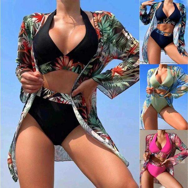 swimwear long sleeve veils blouse high waist bikini three piece swimsuit womens suit, White;black
swimwear long sleeve veils blouse high waist bikini three piece swimsuit womens suit, White;black