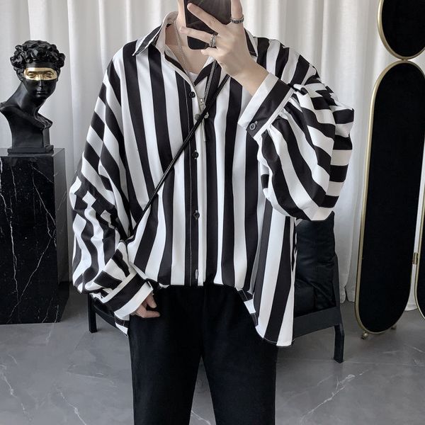 men's casual shirts fashion lapel spliced button korean striped shirt men's clothing autumn new loose casual long sleeve all-matc, White;black
men's casual shirts fashion lapel spliced button korean striped shirt men's clothing autumn new loose casual long sleeve all-matc, White;black