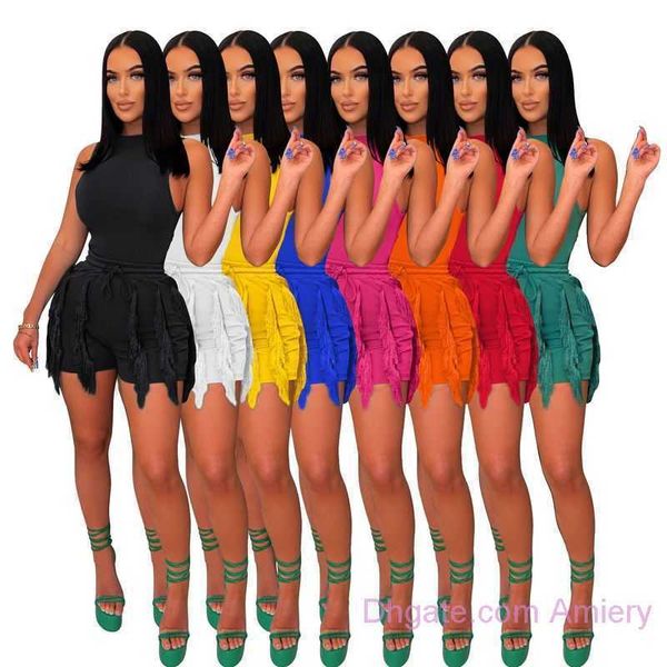 2023 summer women's suit tracksuits two piece short set tassel lace sleeveless shorts jumpsuit two-piece solid color outfits 2 pcs, White
2023 summer women's suit tracksuits two piece short set tassel lace sleeveless shorts jumpsuit two-piece solid color outfits 2 pcs, White