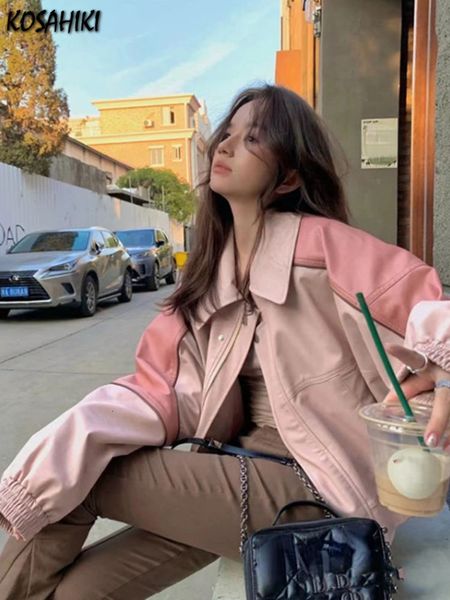 women's jackets women pink all match pu leather jacket vintage casual patchwork coats casual contrast color fashion y2k aesthetic chaqu, Black;brown
women's jackets women pink all match pu leather jacket vintage casual patchwork coats casual contrast color fashion y2k aesthetic chaqu, Black;brown