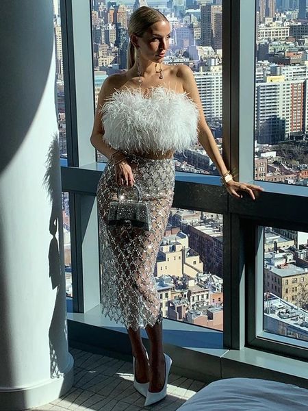 two piece dress women summer strapless backless feather mesh sequins bodycon skirt set elegant evening club party outfits 230505, White
two piece dress women summer strapless backless feather mesh sequins bodycon skirt set elegant evening club party outfits 230505, White