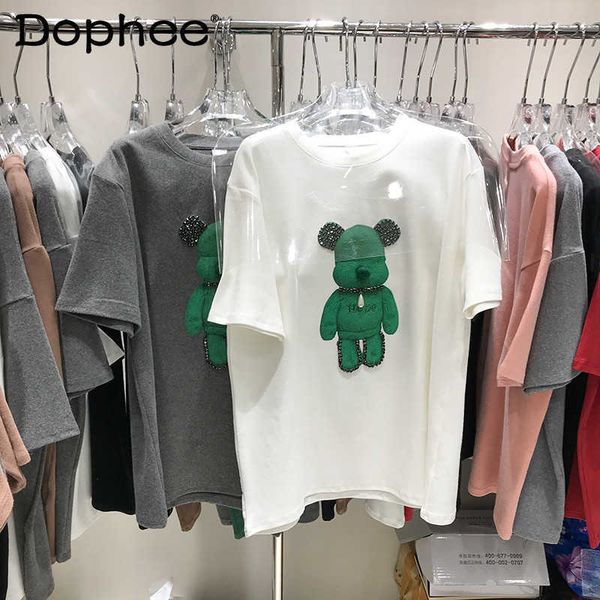 women's t-shirt exquisite rhinestone cartoon bear brushed white tshirt women 2022 spring summer new short sleeve tshirt loose graphic t
women's t-shirt exquisite rhinestone cartoon bear brushed white tshirt women 2022 spring summer new short sleeve tshirt loose graphic t
