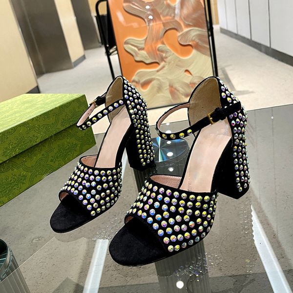 designer womens sandals chunky heel slippers suede full drill super flash high heels 10cm shoes hardware metal buckle dress shoes party dres, Black
designer womens sandals chunky heel slippers suede full drill super flash high heels 10cm shoes hardware metal buckle dress shoes party dres, Black