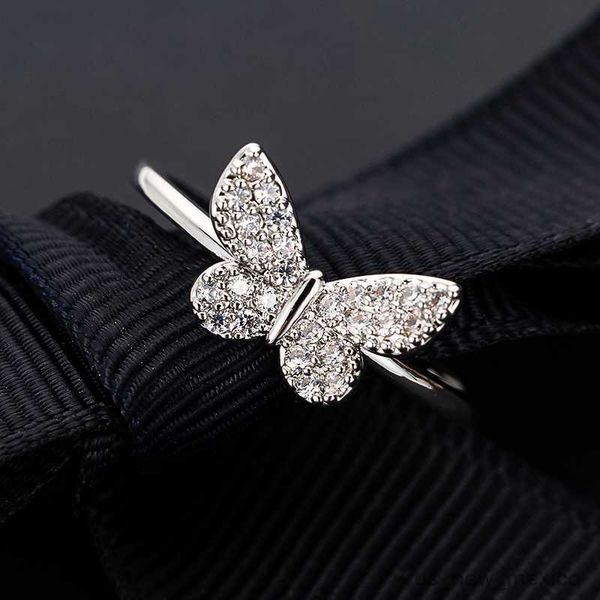 band rings new design luxury shiny butterfly wedding ring for women romantic copper inlaid zircon rings party fashion jewelry accessories, Silver
band rings new design luxury shiny butterfly wedding ring for women romantic copper inlaid zircon rings party fashion jewelry accessories, Silver