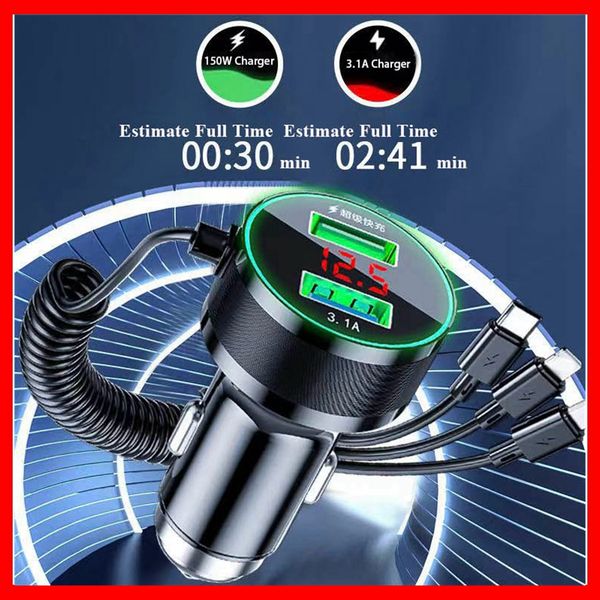 car usb charger with cable 3 in 1 2 port 150w quick charge with lcd for iphone pro max 12 11 mini samsung xiaomi mobile phone car-charge car
car usb charger with cable 3 in 1 2 port 150w quick charge with lcd for iphone pro max 12 11 mini samsung xiaomi mobile phone car-charge car