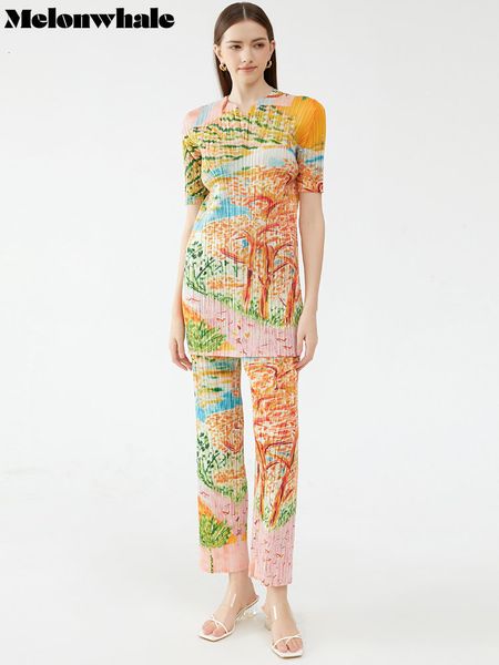 women's two piece pants melonwhale miyake pleated sets field print long v-neck dress+long straight women summer korean causal 230504, White
women's two piece pants melonwhale miyake pleated sets field print long v-neck dress+long straight women summer korean causal 230504, White