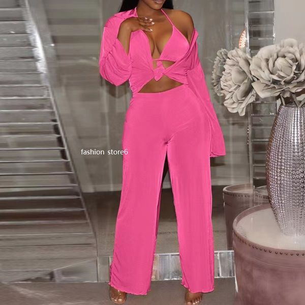 2023 women's fashion velvet cardigan wide leg pants bikini set women's three piece set, White
2023 women's fashion velvet cardigan wide leg pants bikini set women's three piece set, White