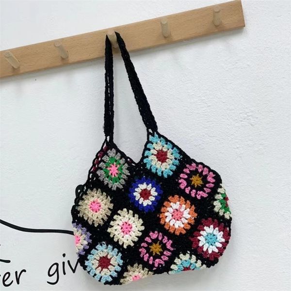 evening bags crochet knitted shopping bag floral women tote bag large capacity hollow out handbag vintage casual women bag for travel 230504
evening bags crochet knitted shopping bag floral women tote bag large capacity hollow out handbag vintage casual women bag for travel 230504
