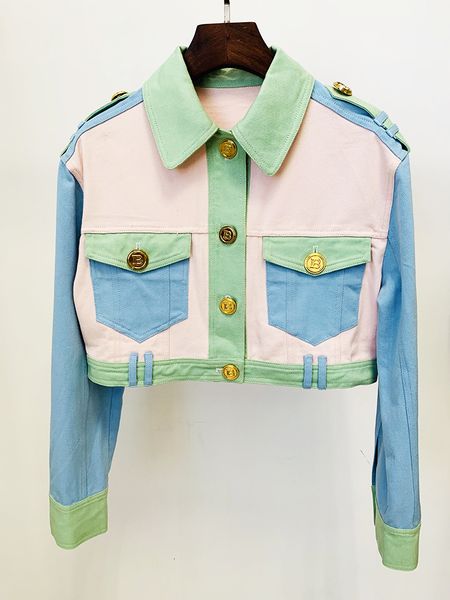 women's jackets high street fashion designer women's casual color block gold buttons pockets patchwork crop denim jacket 230505, Black;brown
women's jackets high street fashion designer women's casual color block gold buttons pockets patchwork crop denim jacket 230505, Black;brown