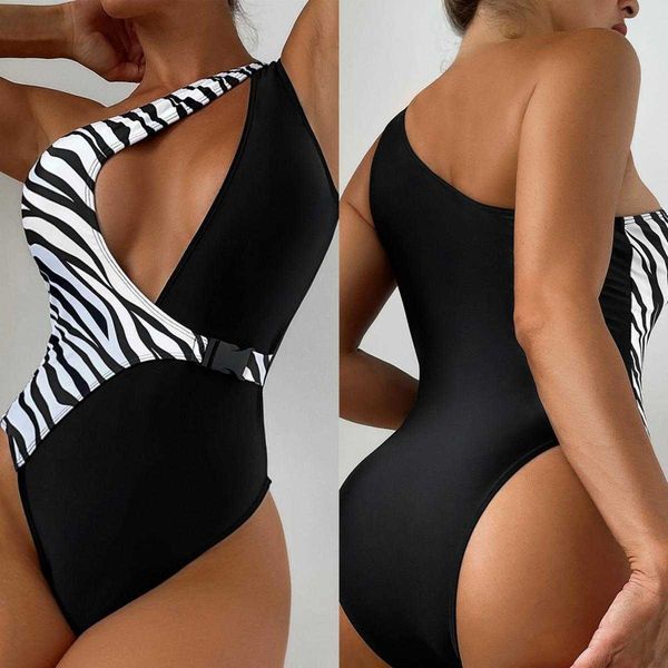 womens striped one piece swimsuit single shoulder suspender quick drying outdoor, White;black
womens striped one piece swimsuit single shoulder suspender quick drying outdoor, White;black