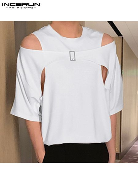men s t shirts incerun 2023 korean style hollow shoulder camiseta fashion male solid all match fake two short sleeved tees s 5xl 230504, White;black
men s t shirts incerun 2023 korean style hollow shoulder camiseta fashion male solid all match fake two short sleeved tees s 5xl 230504, White;black