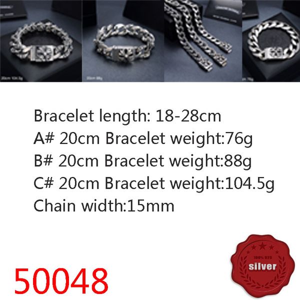 50048 hip hop s925 sterling silver bracelet punk style personalized youth dominant cross flower letter jewelry couple popular accessories, Golden;silver
50048 hip hop s925 sterling silver bracelet punk style personalized youth dominant cross flower letter jewelry couple popular accessories, Golden;silver