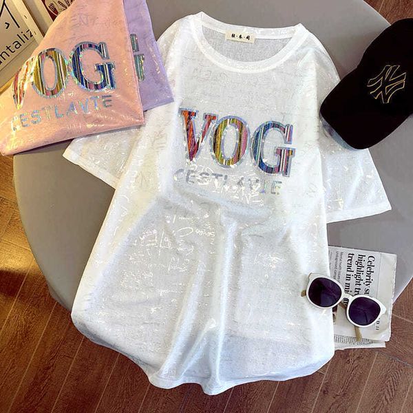 women's t-shirt summer 2022 sun protection tshirt women korean fashion loose letter print medium length cotton sequined street women cl, White
women's t-shirt summer 2022 sun protection tshirt women korean fashion loose letter print medium length cotton sequined street women cl, White