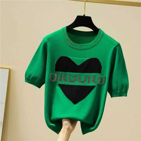 women's t-shirt summer t shirt for women cotton inlaid luxury designer korean fashion loose knit short sleeved slim women clothes j230, White
women's t-shirt summer t shirt for women cotton inlaid luxury designer korean fashion loose knit short sleeved slim women clothes j230, White