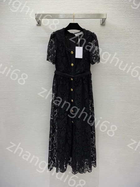 23ss womens designer clothing summer dresses women dress lace hook flower hollowed out waist slimming mid-length belt short sleeved dress wo, Black;gray
23ss womens designer clothing summer dresses women dress lace hook flower hollowed out waist slimming mid-length belt short sleeved dress wo, Black;gray