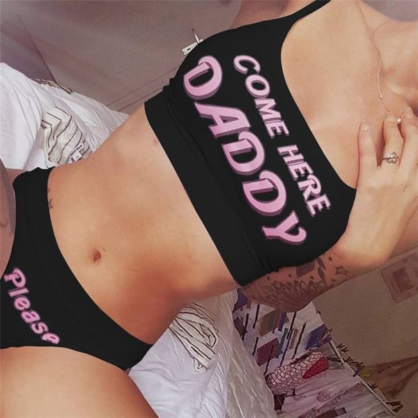 women's swimwear est arrival style women sets come here daddy letter print vest underpants cropped feminino pajamas set 230505, White;black
women's swimwear est arrival style women sets come here daddy letter print vest underpants cropped feminino pajamas set 230505, White;black