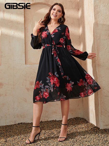 plus size dresses gibsie plus size floral print surplice neck midi belted dress women spring fall long sleeve elegant vintage a-line dresses, Black
plus size dresses gibsie plus size floral print surplice neck midi belted dress women spring fall long sleeve elegant vintage a-line dresses, Black