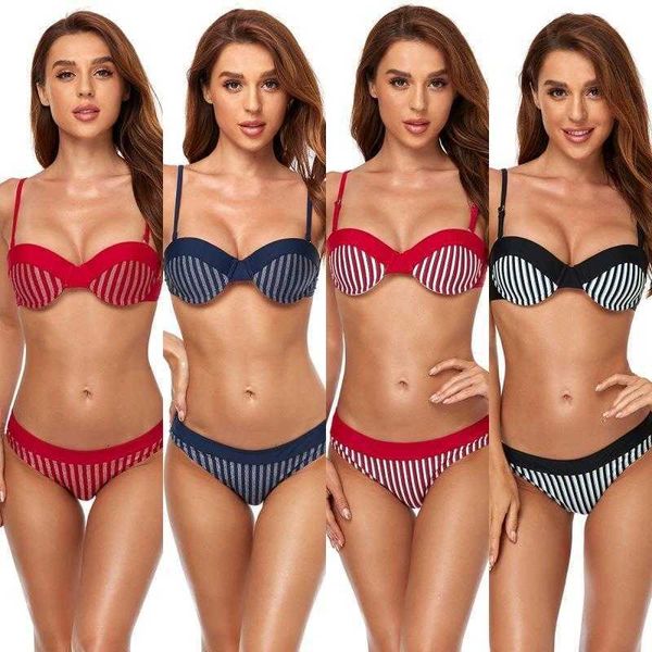 split striped swimsuit stripes bikini strap quick drying swimwear direct supply, White;black
split striped swimsuit stripes bikini strap quick drying swimwear direct supply, White;black