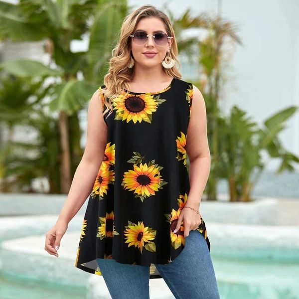women's plus size tshirt big size summer woman tshirt loose sleeveless sunflowers printed tshirts female fat mm plus women clothing lar, Black
women's plus size tshirt big size summer woman tshirt loose sleeveless sunflowers printed tshirts female fat mm plus women clothing lar, Black
