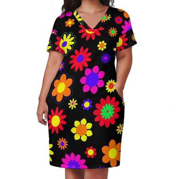 plus size dresses retro bright flowers dress v neck hippie flower power cute dresses street wear graphic casual dress with pockets plus size, Black
plus size dresses retro bright flowers dress v neck hippie flower power cute dresses street wear graphic casual dress with pockets plus size, Black