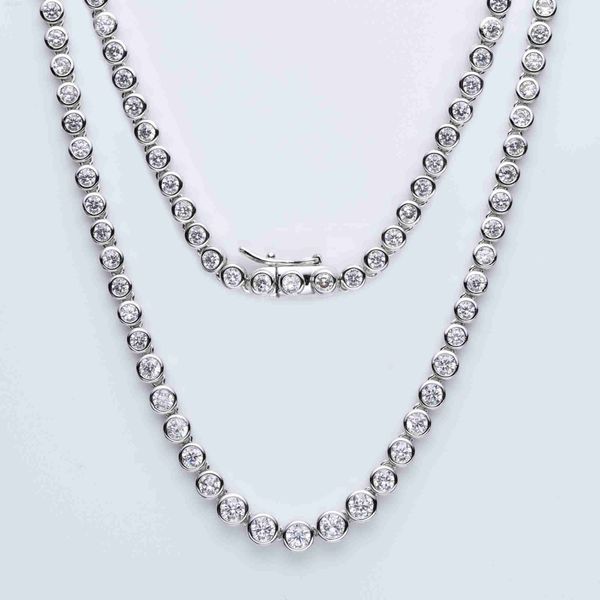 hailer jewelry round shape d color vvs moissanite diamond tennis necklace, Silver
hailer jewelry round shape d color vvs moissanite diamond tennis necklace, Silver
