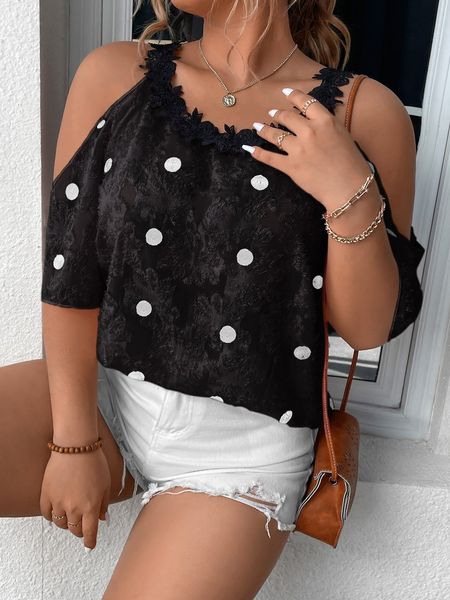 women's plus size tshirt o neck 2023 summer loose tee elegant spot printed blouse casual black drop sleeves large 4xl 230506
women's plus size tshirt o neck 2023 summer loose tee elegant spot printed blouse casual black drop sleeves large 4xl 230506