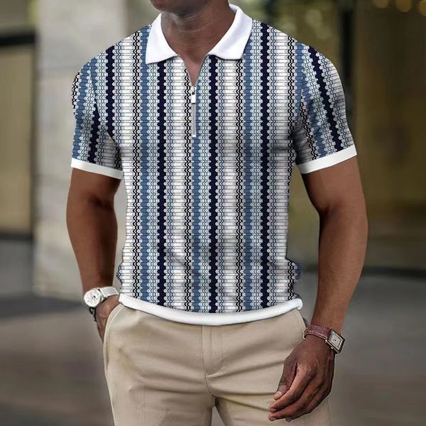 men's polos polo shirt summer golf striped prints tees casual short sleeve men clothing 230506, White;black
men's polos polo shirt summer golf striped prints tees casual short sleeve men clothing 230506, White;black