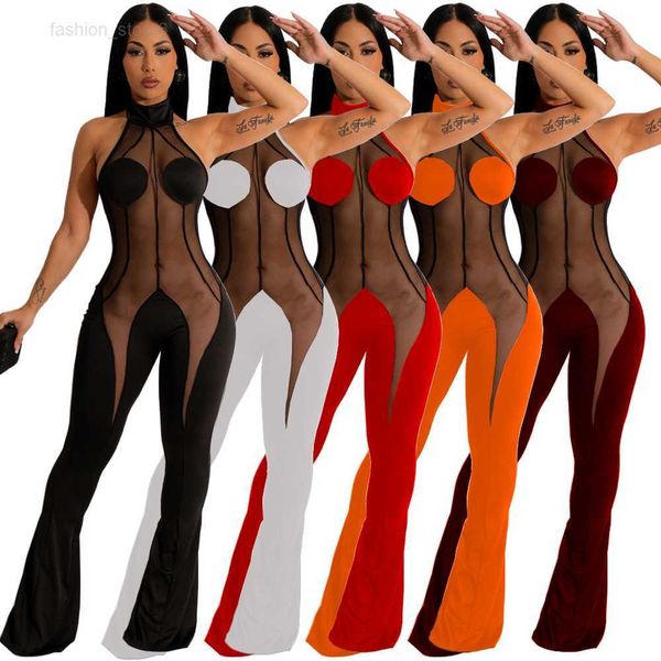 2023 designer mesh patchwork jumpsuits women spring summer clothes sleeveless see through rompers bodycon flare pants casual one piece outfi, Black;white
2023 designer mesh patchwork jumpsuits women spring summer clothes sleeveless see through rompers bodycon flare pants casual one piece outfi, Black;white