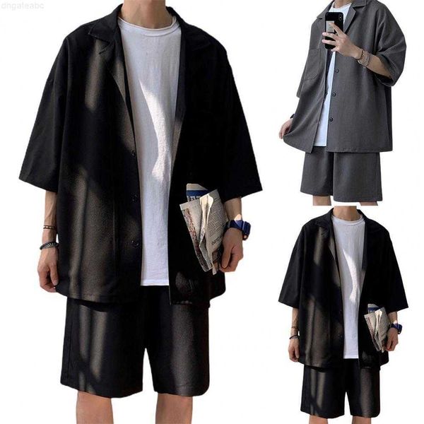 men's tracksuits korean style suit solid color loose design two pieces trendy coat shorts summer oversized clothing man, Gray
men's tracksuits korean style suit solid color loose design two pieces trendy coat shorts summer oversized clothing man, Gray