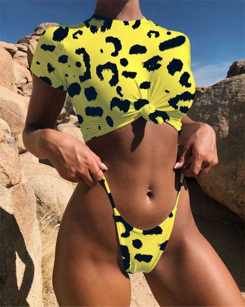 women's swimwear two piece swimsuit swimwear women short sleeve knotted leopard white two-piece bathing suit beachwear bikinis 2022 muj, White;black
women's swimwear two piece swimsuit swimwear women short sleeve knotted leopard white two-piece bathing suit beachwear bikinis 2022 muj, White;black