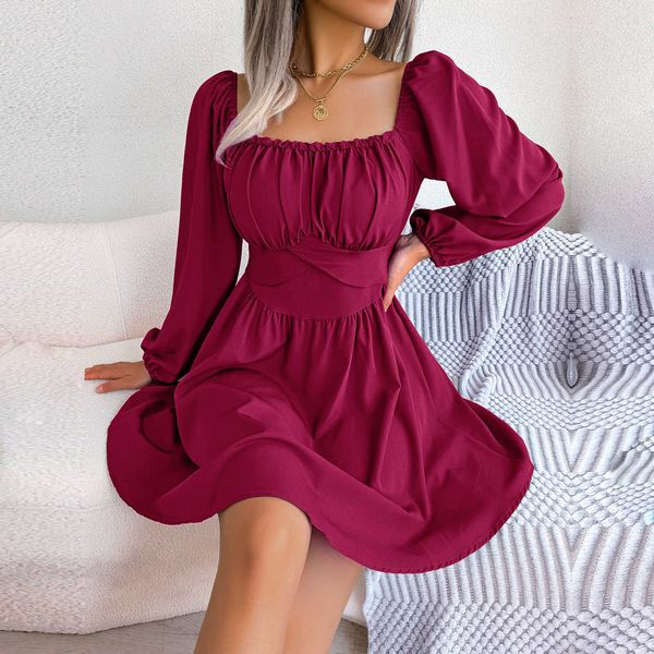 f 2023 new women spring summer square neck casual solid color wood ear edge high waist big swing dress for fashion, Black;gray
f 2023 new women spring summer square neck casual solid color wood ear edge high waist big swing dress for fashion, Black;gray