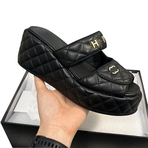 womens wedge platform heels sandals sheepskin quilted texture hardware matelasse slippers slip on slides with strass ladies slingbacks mules, Black
womens wedge platform heels sandals sheepskin quilted texture hardware matelasse slippers slip on slides with strass ladies slingbacks mules, Black