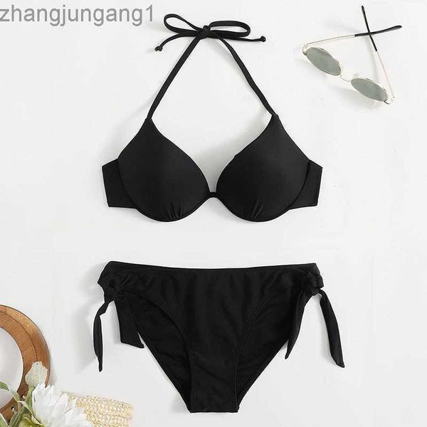 designer bikini 2023 new solid color neck hanging bikini swimsuit women's briefs swimsuit, White;black
designer bikini 2023 new solid color neck hanging bikini swimsuit women's briefs swimsuit, White;black