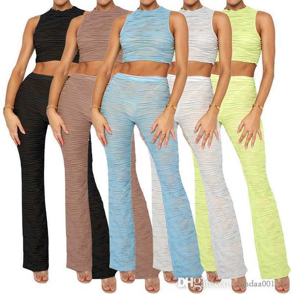 two piece pants for women knitted stripe perspective crop tank solid outfits street trendsetter sets, White
two piece pants for women knitted stripe perspective crop tank solid outfits street trendsetter sets, White