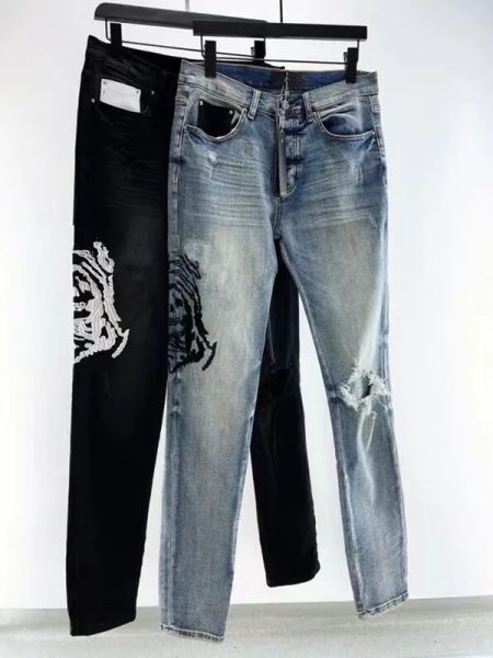 men's jeans mens designers distressed trousers men streetwear embroidery patchwork ripped pants letters damage skinny stretch jeans, Blue
men's jeans mens designers distressed trousers men streetwear embroidery patchwork ripped pants letters damage skinny stretch jeans, Blue