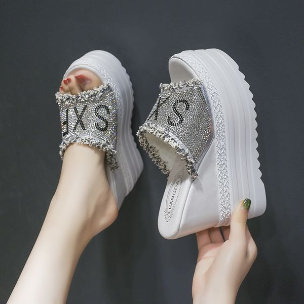 2023 fashion crystals wedges super high heels leisure summer sandals woman shoes women platform fish mouth slippers 13cm, Black
2023 fashion crystals wedges super high heels leisure summer sandals woman shoes women platform fish mouth slippers 13cm, Black