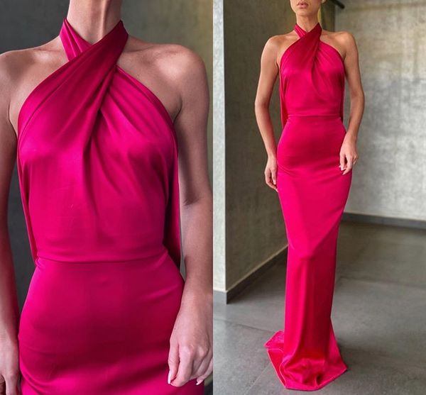 elegant halter prom evening dresses 2023 satin long backless celebrity formal party gowns fuchsia robe de soiree, Black;red
elegant halter prom evening dresses 2023 satin long backless celebrity formal party gowns fuchsia robe de soiree, Black;red