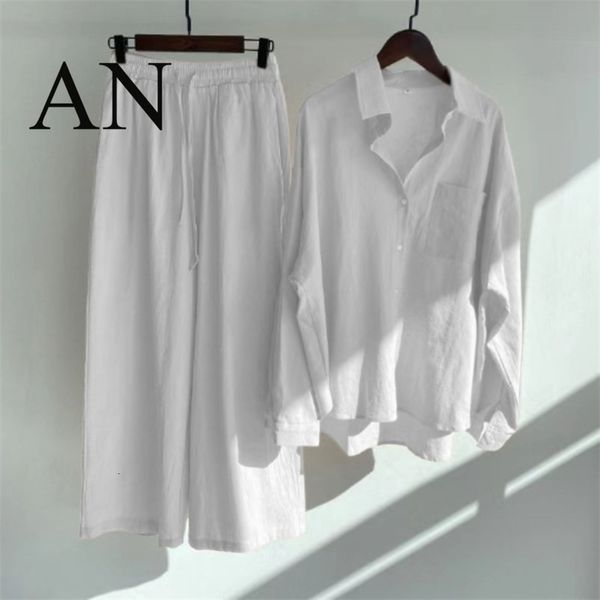 womens two piece pants cotton linen cropped set retro oversized shirt high waist wide leg summer suit 230505, White
womens two piece pants cotton linen cropped set retro oversized shirt high waist wide leg summer suit 230505, White