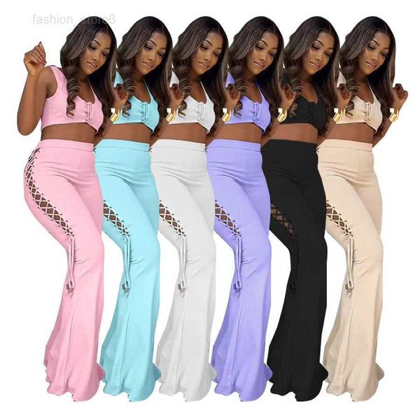 2023 designer summer outfits women tracksuits two 2 pieces set solid bandage tank crop flare pants sporty tracksuits casual sportswear whole, Gray
2023 designer summer outfits women tracksuits two 2 pieces set solid bandage tank crop flare pants sporty tracksuits casual sportswear whole, Gray