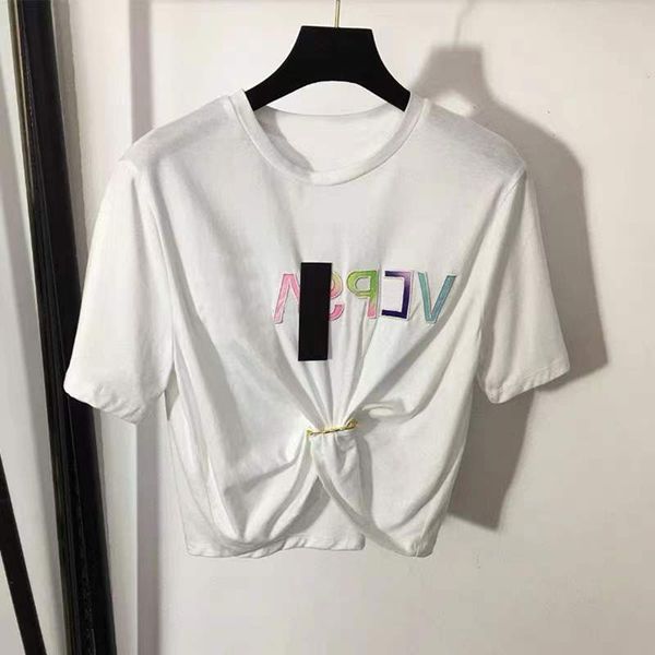 summer casual women t-shirt designer clothes t shirt short sleeve hardware pin round neck bronzing letter print crop vercace tee female casu, White
summer casual women t-shirt designer clothes t shirt short sleeve hardware pin round neck bronzing letter print crop vercace tee female casu, White