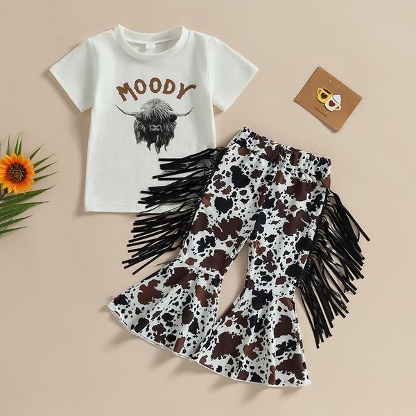 ins baby girls summer clothing sets fashion children moody bull head t-shirt tassel flare pants 2pcs suit toddler outfits s2188, White
ins baby girls summer clothing sets fashion children moody bull head t-shirt tassel flare pants 2pcs suit toddler outfits s2188, White