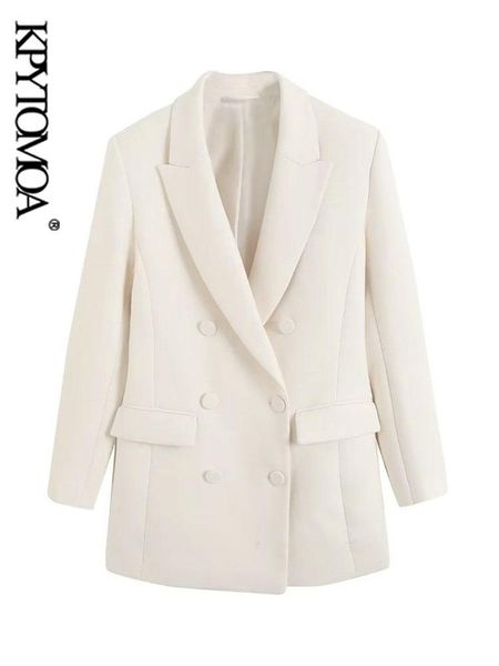 pants kpytomoa women fashion double breasted blazer coat vintage long sleeves flap pockets female outerwear chic vestes femmes, White
pants kpytomoa women fashion double breasted blazer coat vintage long sleeves flap pockets female outerwear chic vestes femmes, White