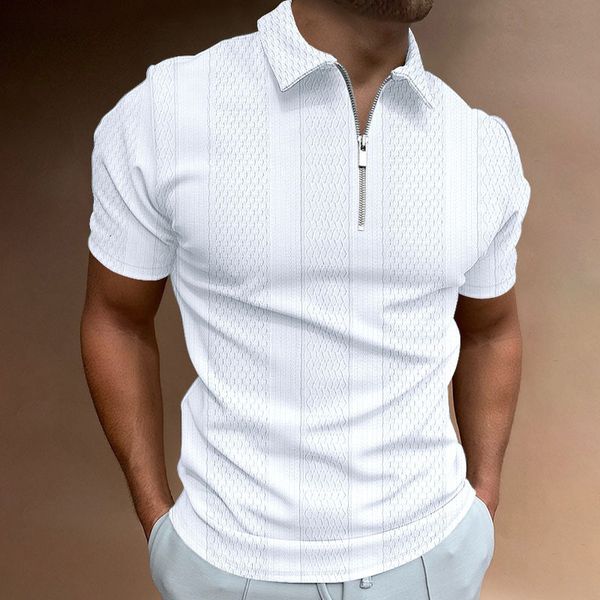 men's polos casual short sleeve solid jacquard patchwork zipper polo shirt spring summer fashion turndown collar pullover men clothes 2, White;black
men's polos casual short sleeve solid jacquard patchwork zipper polo shirt spring summer fashion turndown collar pullover men clothes 2, White;black