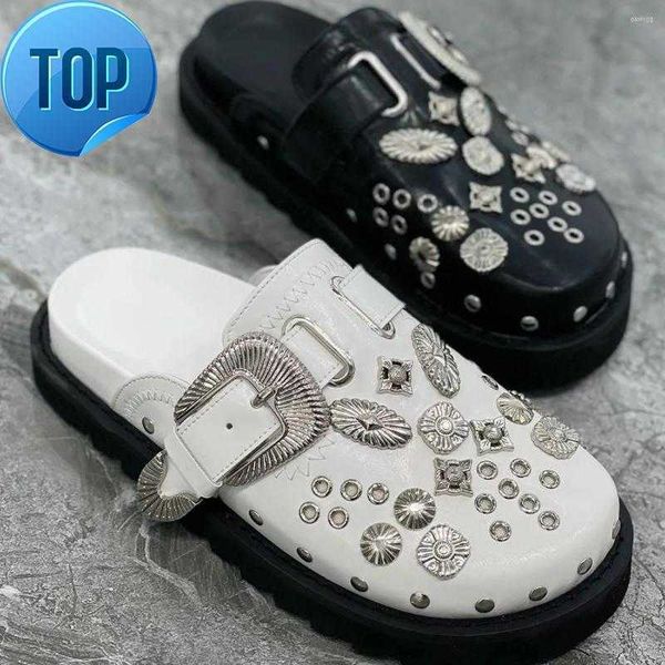 sandals summer women slippers platform rivets punk rock leather mules creative metal fittings casual party shoes female, Black
sandals summer women slippers platform rivets punk rock leather mules creative metal fittings casual party shoes female, Black