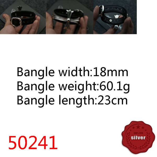 50241 bangle hip hop s925 sterling silver genuine leather bracelet punk style vintage personalized cross flower letter jewelry couple popula, Black
50241 bangle hip hop s925 sterling silver genuine leather bracelet punk style vintage personalized cross flower letter jewelry couple popula, Black