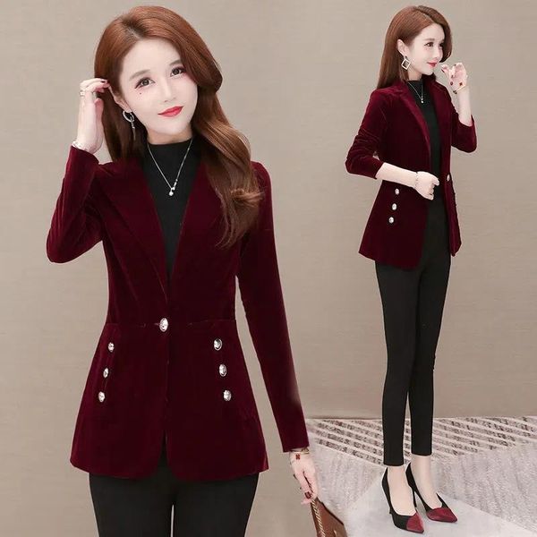 pants gold velvet suit jacket women's spring clothes 2023 new spring autumn women's professional suit jacket mother blazer wine re, White
pants gold velvet suit jacket women's spring clothes 2023 new spring autumn women's professional suit jacket mother blazer wine re, White