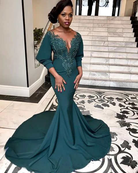 mermaid evening dresses formal prom party gown scoop long sleeve floor-length sweep train beaded crystal applique satin long illusion, Black
mermaid evening dresses formal prom party gown scoop long sleeve floor-length sweep train beaded crystal applique satin long illusion, Black