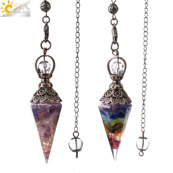 pendant necklaces csja 7 chakra healing crystals pendulum for dowsing divination quartz natural stone pendulums antique reiki pendulo g854 2, Silver
pendant necklaces csja 7 chakra healing crystals pendulum for dowsing divination quartz natural stone pendulums antique reiki pendulo g854 2, Silver